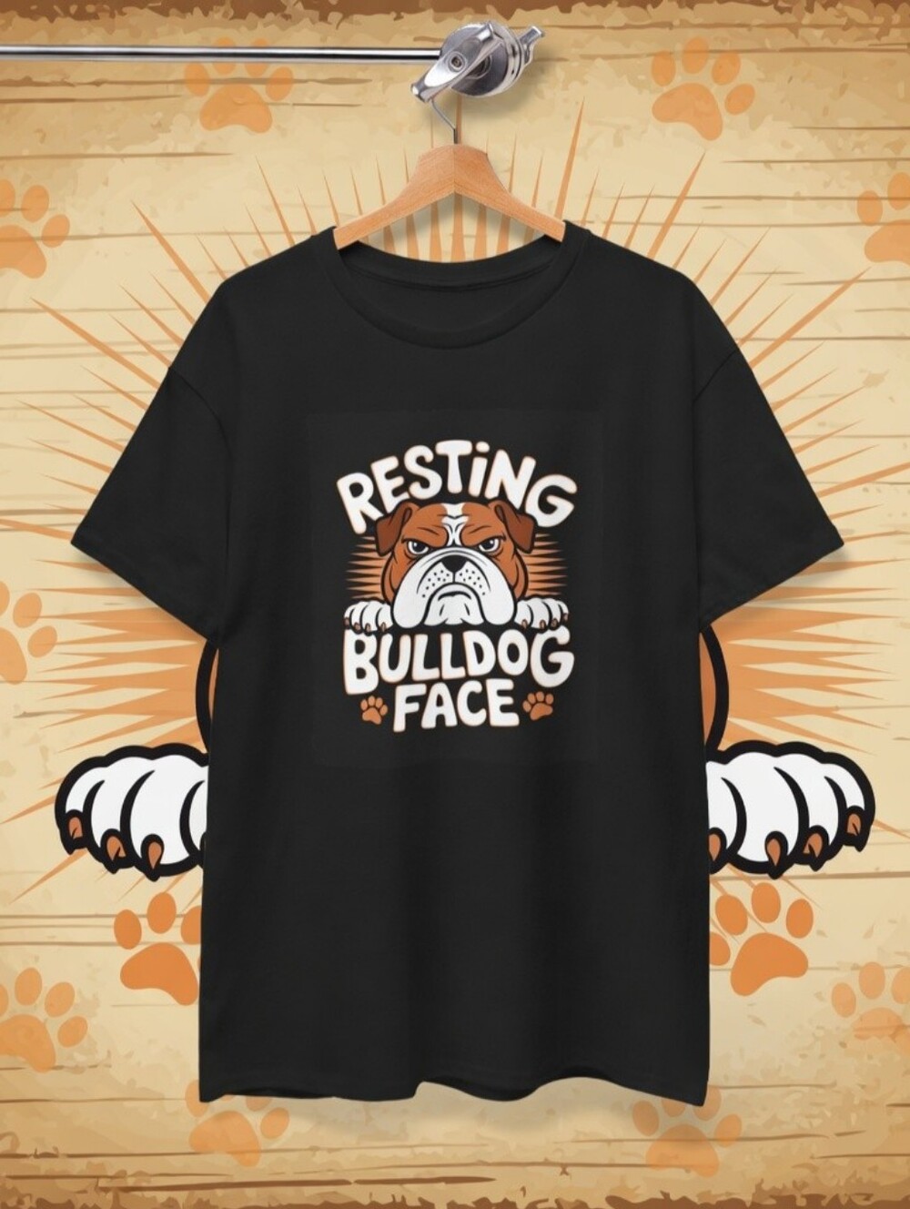 Resting Bulldog Face Black Graphic Tee